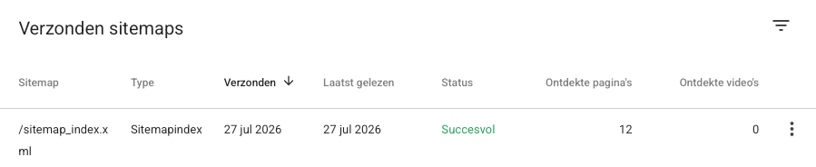Sitemapstatus Succesvol in Google Search Console